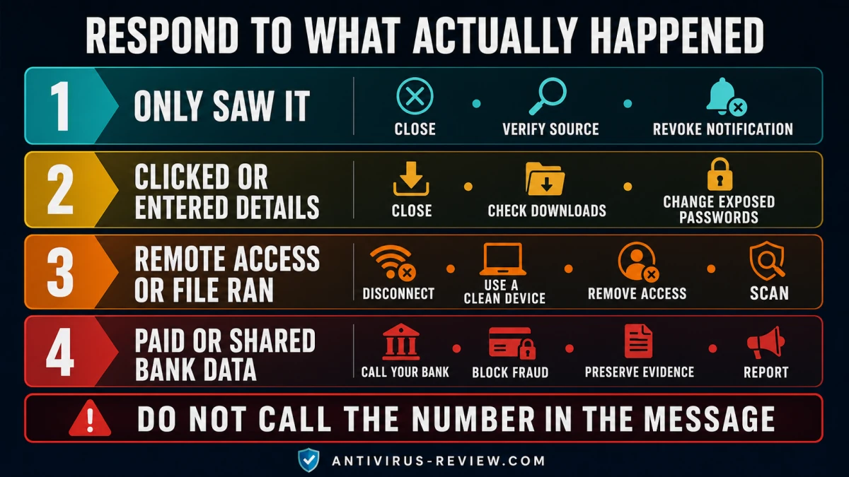 Scanguard impersonation recovery map for viewing, clicking, remote access and payment exposure