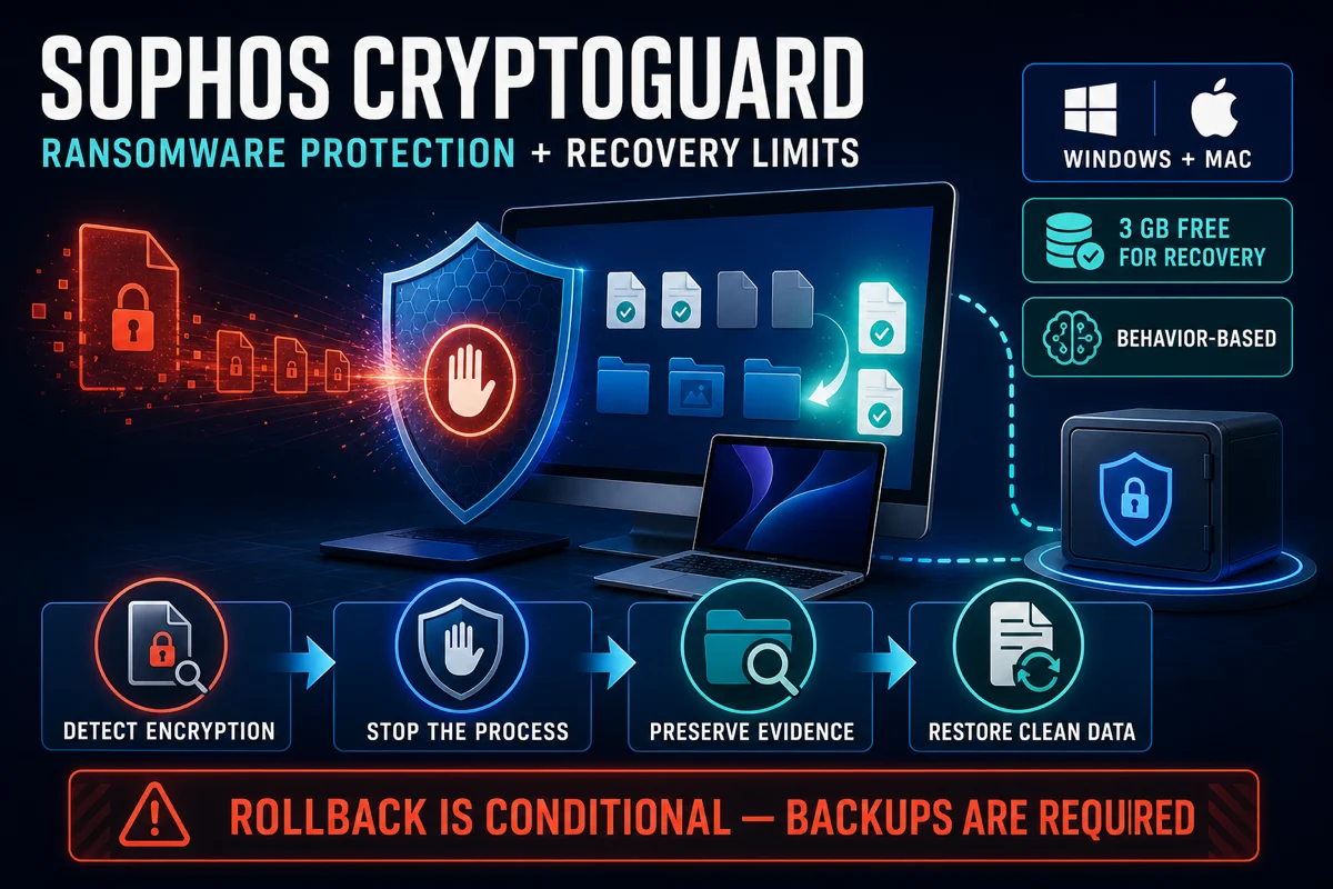 Sophos CryptoGuard ransomware detection, conditional rollback and backup guide