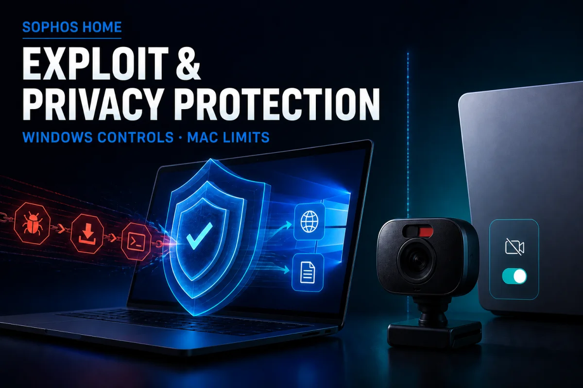 Sophos Home Windows exploit protection and webcam privacy limits on Mac