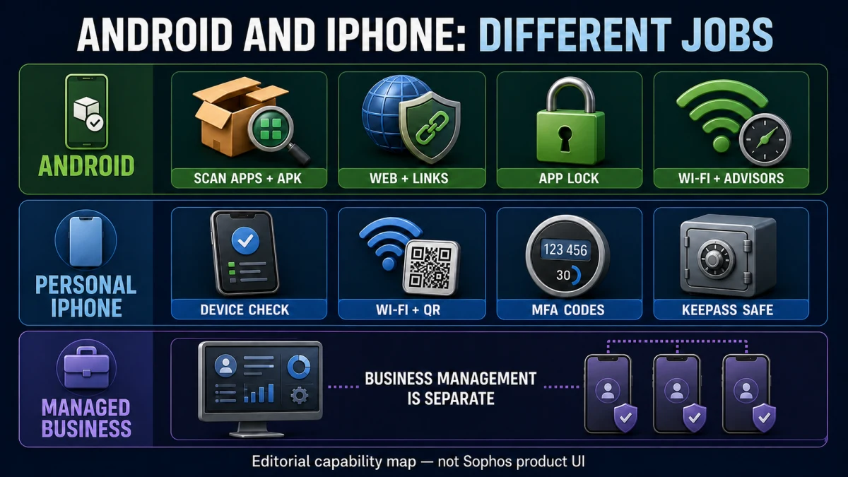 Android app scanning, personal iPhone helpers and separate managed business capability map
