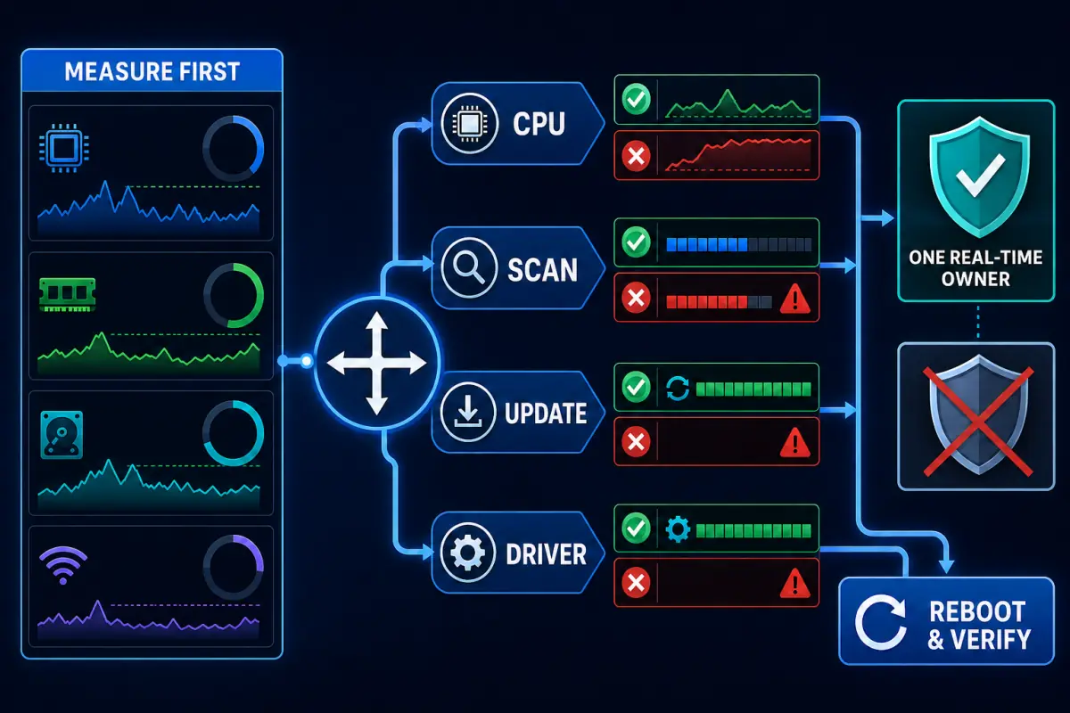 Diagnose Spybot CPU scan update and driver errors before changing protection