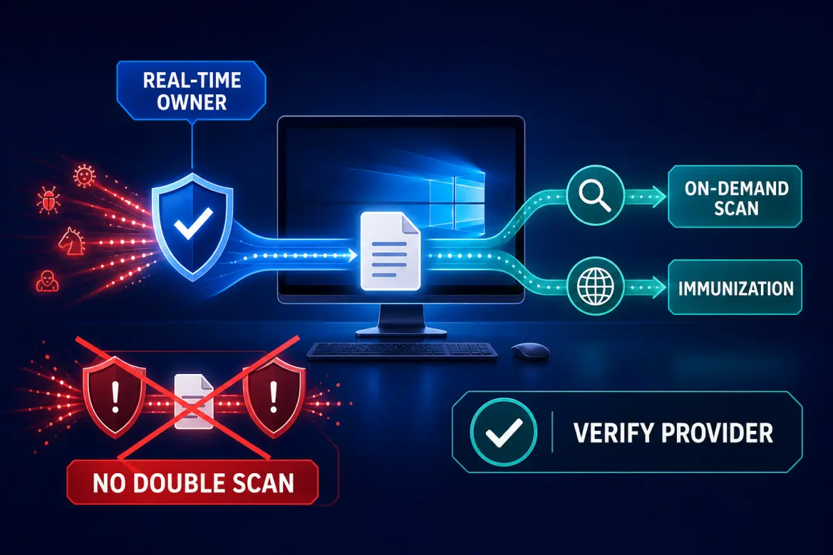 One real-time antivirus owner with separate Spybot on-demand scan and Immunization paths