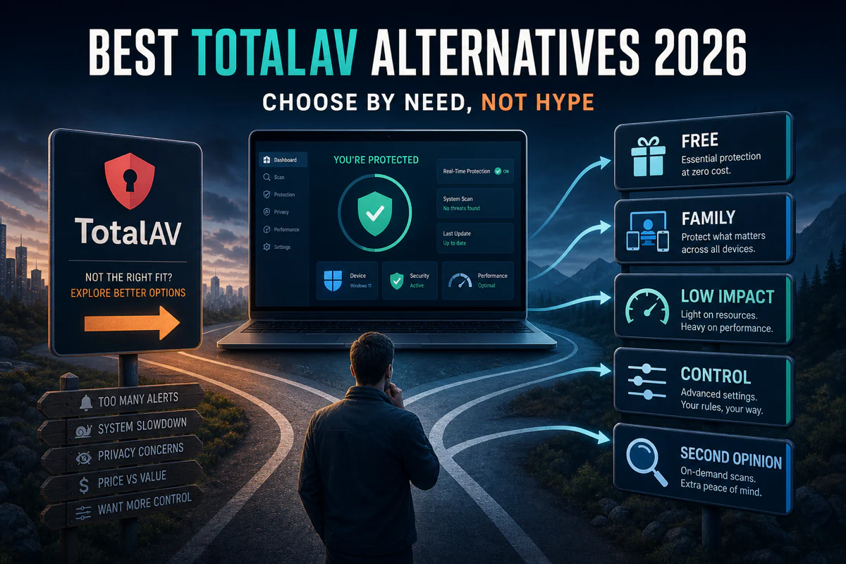 Best TotalAV alternatives for free protection family coverage low system impact advanced control and second-opinion scanning