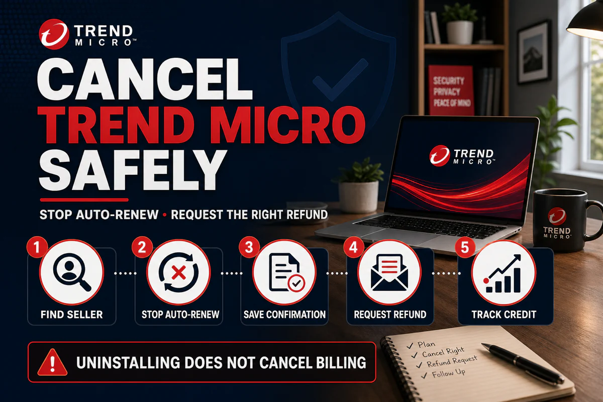 Safe Trend Micro cancellation sequence from finding the seller to tracking an approved refund