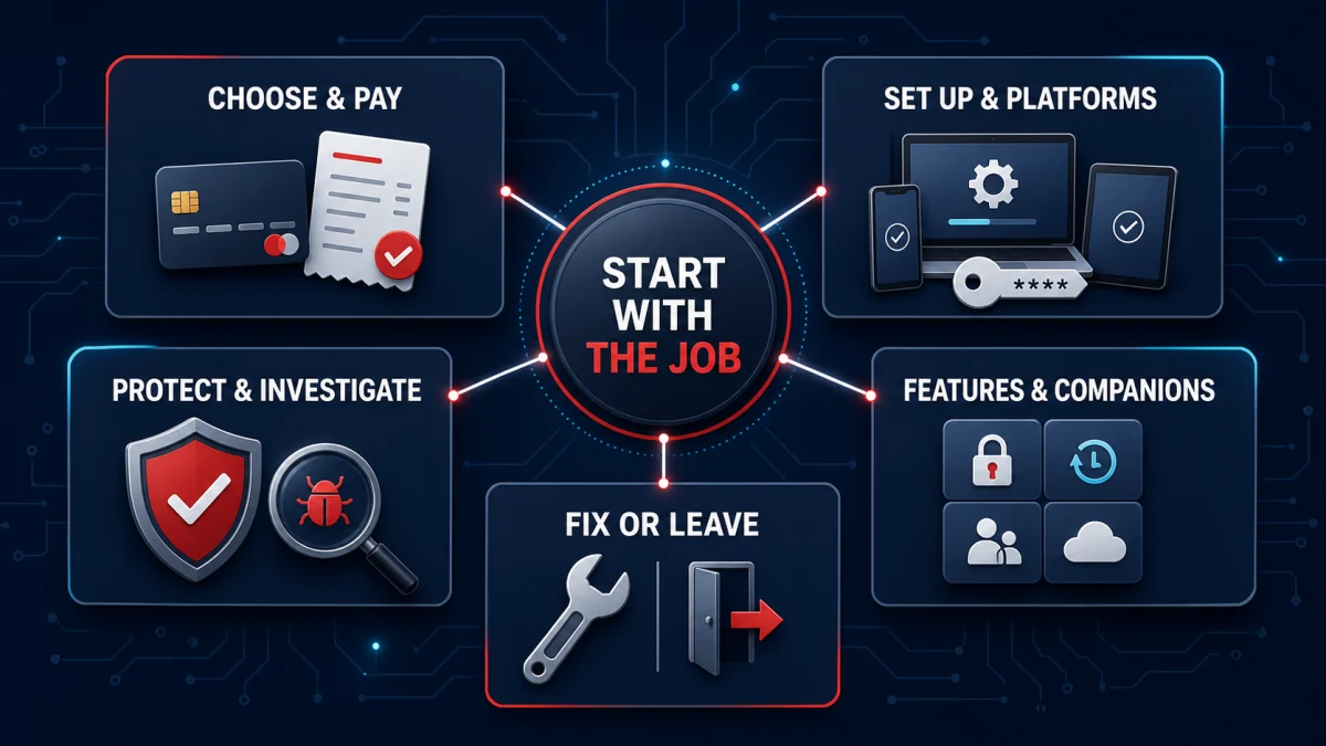 Five Trend Micro guide routes for choosing setup protection features troubleshooting cancellation and removal