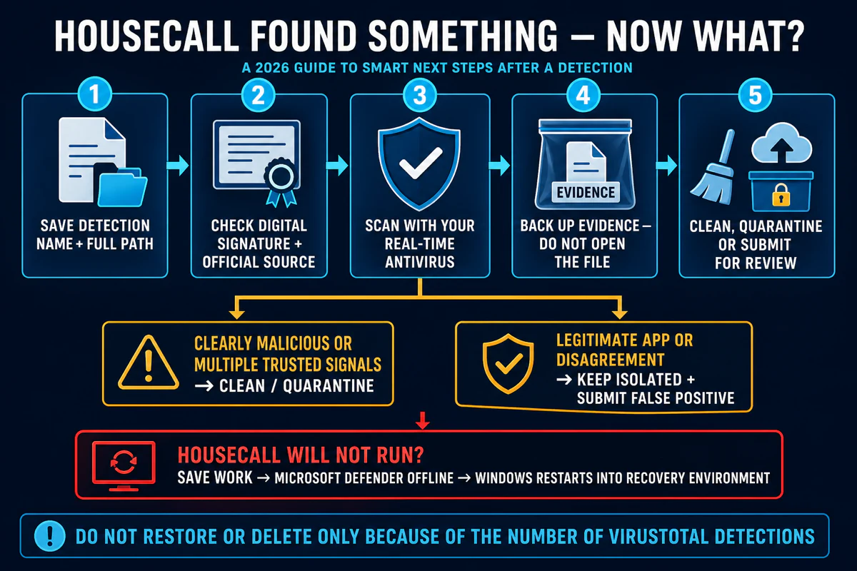 HouseCall detection response workflow for saving the path checking signatures scanning with resident antivirus and escalating safely