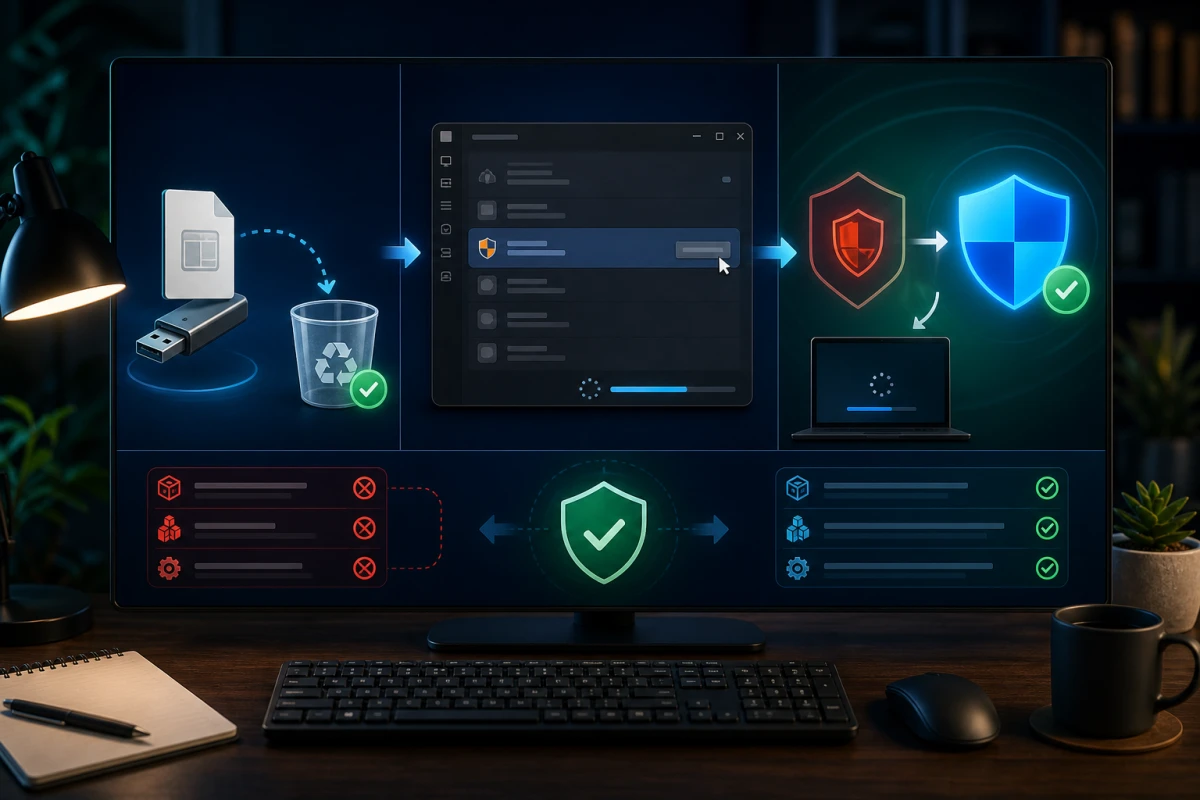 HitmanPro scanner and Alert removal followed by a protected Windows Security handoff