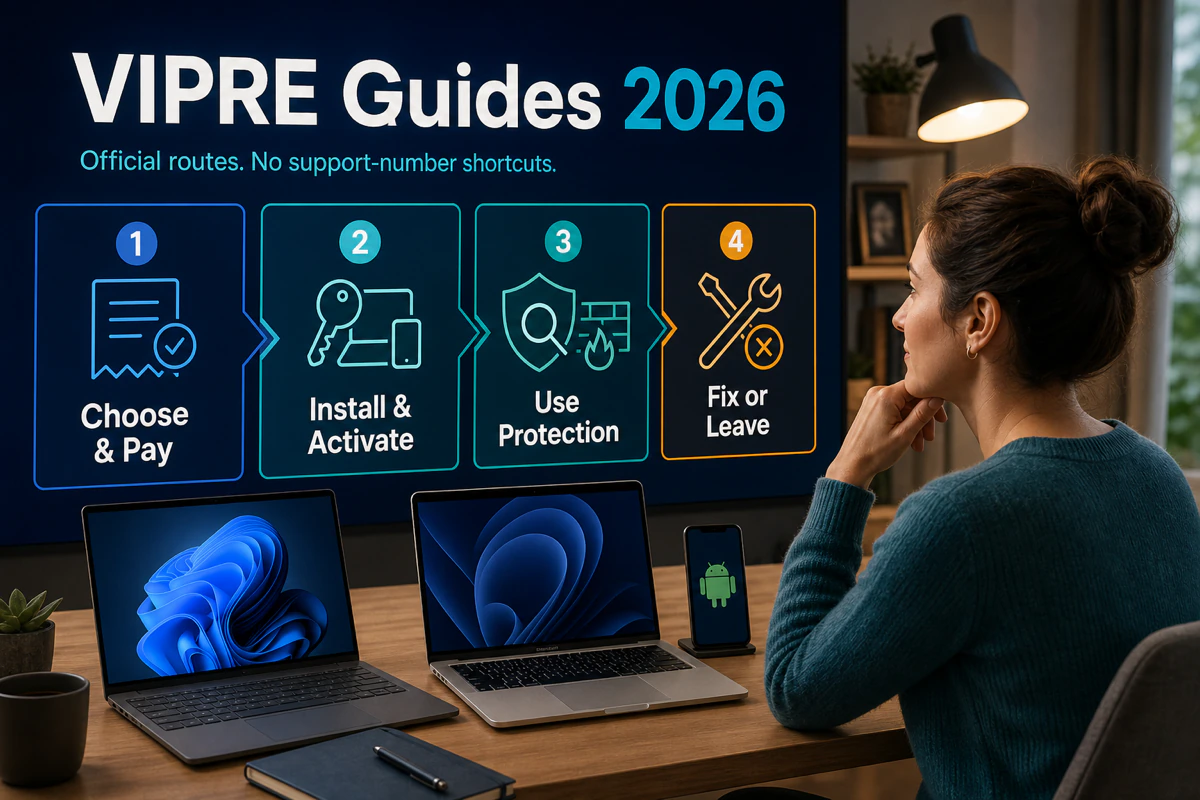 VIPRE guide hub routes choosing payment installation activation protection troubleshooting cancellation and removal