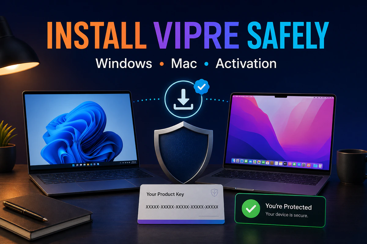 Safe VIPRE installation and activation guide for Windows and Mac using a masked product key