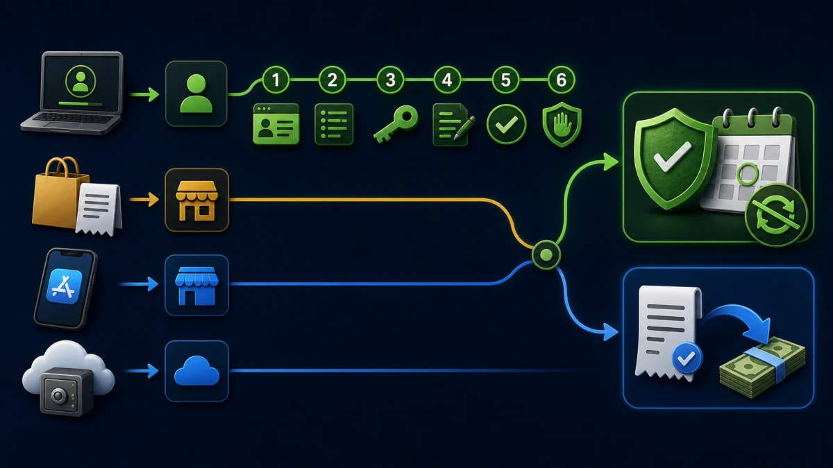 Webroot direct retailer app store and Carbonite cancellation routes