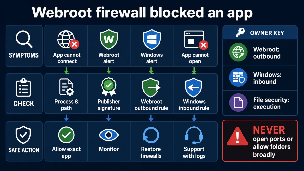 Webroot outbound Windows inbound and app execution decision tree