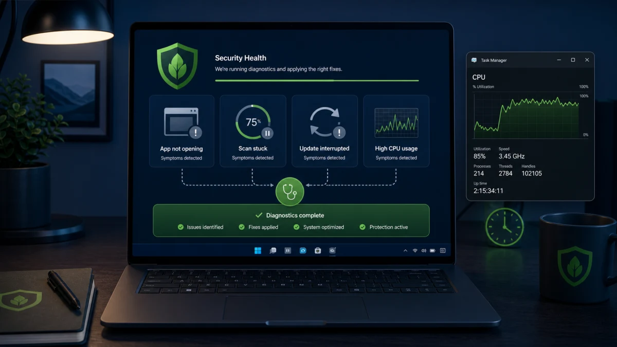 Webroot troubleshooting for app launch scan update and high CPU problems