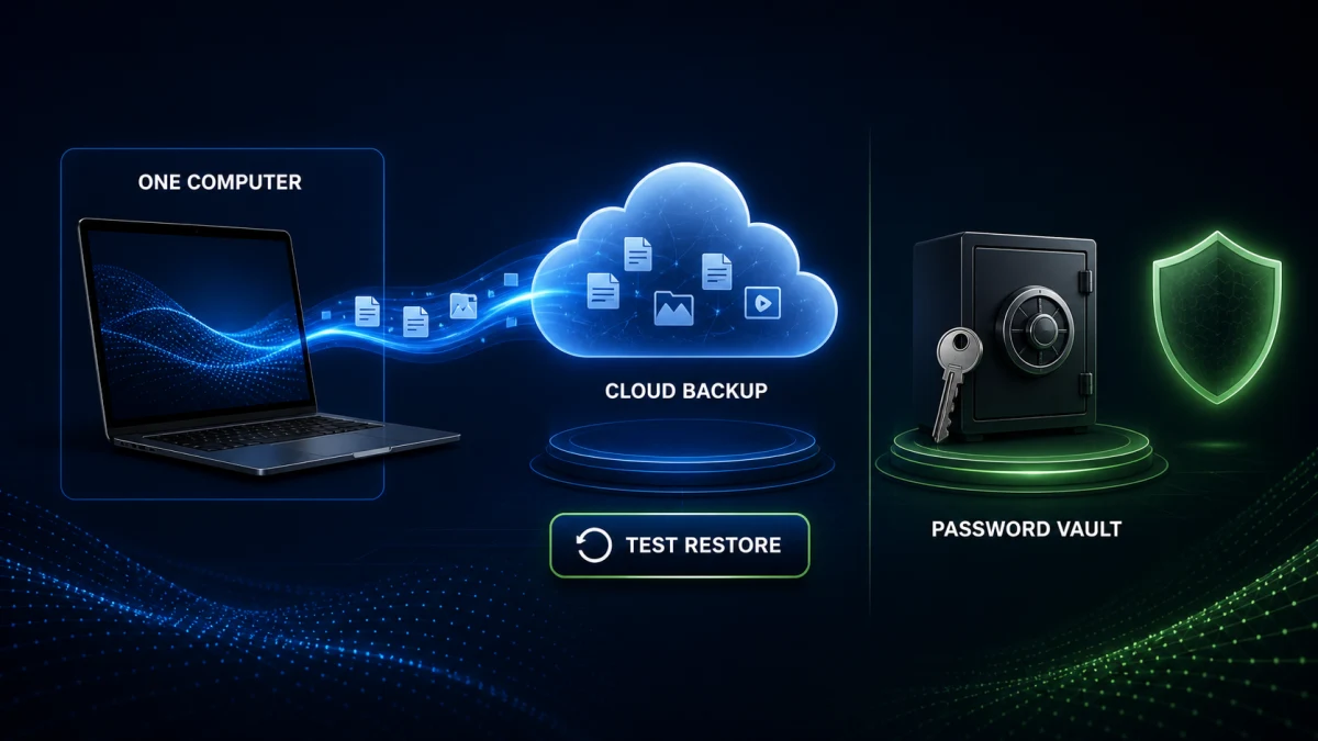 Webroot Total Protection one-computer cloud backup password vault and restore test